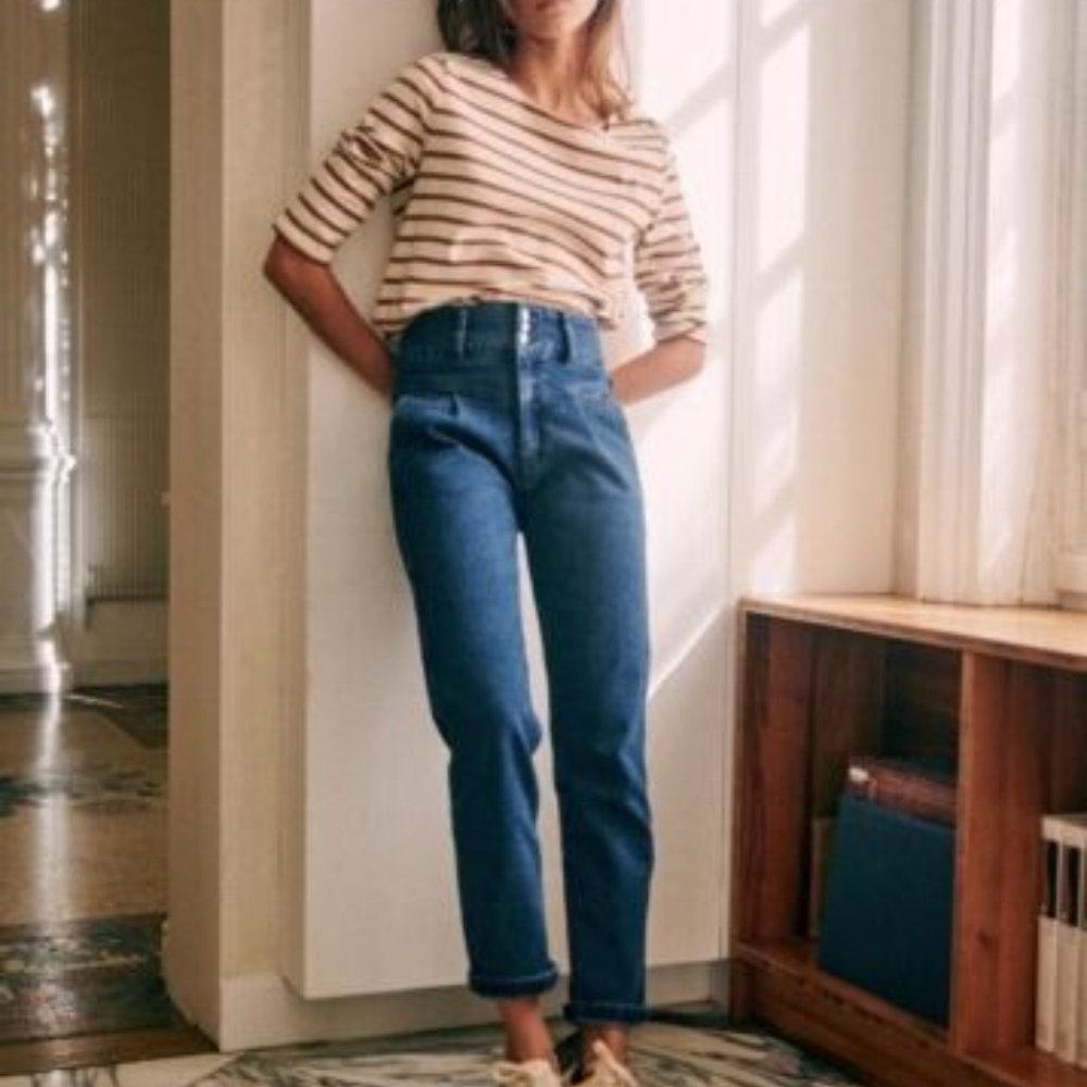SEZANE SAM TROUSERS BLUE DENIM SIZE 38 US 6